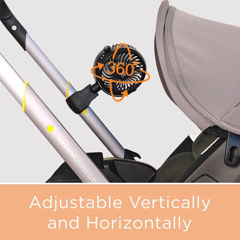 liuliuby Baby Stroller Fan with Clip | Clip On Fan for Baby Car Seat | Portable & Rechargeable with Durable Clamp | Stroller Accessories | Small Cooling USB Chargeable Battery (Jet Black) - Image 4